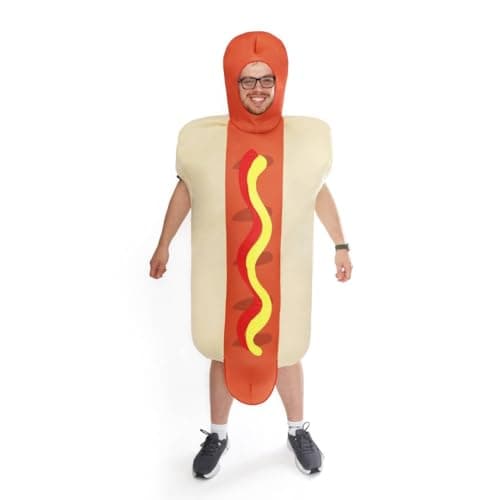 Image of Unisex Hot Dog Costume – Hilarious Fancy Dress Outfit for Adults – Perfect for Halloween Parties Events Festivals and Fun Group Dress-Up – Adult Men & Women Halloween Costume (Standard)