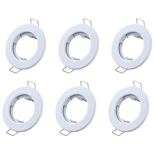 Image of Hsthe Sea Set of 6 Recessed Light Frames, Ceiling Mounting Frame, Recessed Spotlight Set, Mounting Frames in Aluminium (LED/Halogen/GU10/MR16/PAR16/50 mm) White