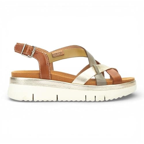 Image of Infinity Palma Women's Brown Leather Espadrille Extra-Light Comfort Summer Wedge Sandals