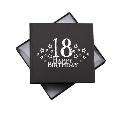 Image of 18th Birthday Photo Album, Black Star Design, 50 Photos 4"x6", 18.5cm x 19.5cm