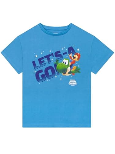 Image of Super Mario Boys T Shirts, Yoshi Boys’ T-Shirts, Boys Clothes for Kids, Blue 5-6 Years