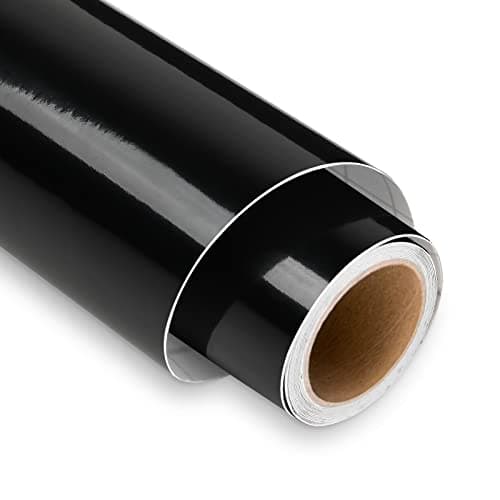 Image of Glossy Black Permanent Vinyl for Cricut - 12" x 5FT Black Vinyl Roll for Cricut, Silhouette Cameo, Outdoor Vinyl Roll for Decor Sticker, Party Decoration