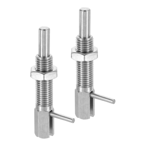 Image of sourcing map 2Pcs Retractable Indexing Plunger Pin, M16 L Spring Plunger Stainless Steel Spring Loaded Latch Telescopic Locking Pin with Nut for Machinery Shipbuilding