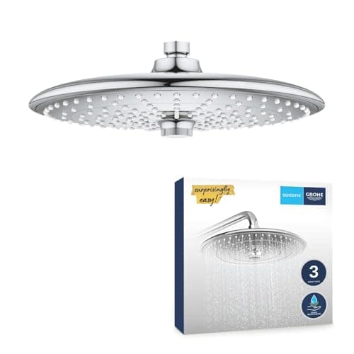 Image of GROHE Vitalio Joy 260 - Head Shower 260mm (3 Spray Zones: Rain, SmartRain & Jet, Ball Joint +/- 15° Rotatable, Water Saving 9.5 l/min Flow Limiter, Anti-Limescale System, Min. 1 Bar), Chrome, 26462000