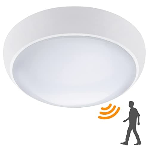 Image of Long Life Lamp Company 18w Round LED Ceiling Light Motion Sensor IP54 Outdoor Indoor Microwave Technology PIR Bulkhead 6500k Remote Control 0829