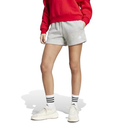 Image of adidas Women's Essentials Small Logo Fleece Shorts, Medium Grey Heather, XL