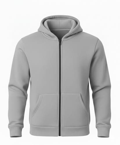 Image of ITRAT Kids Boys Girls Fleece Zip Up Hoodie with Two Pockets – Unisex Plain Hooded Sweatshirt Jacket for School, PE & Casual Wear, Warm Long Sleeve, Ages 5–14 (13 Years, 14 Years, Grey)
