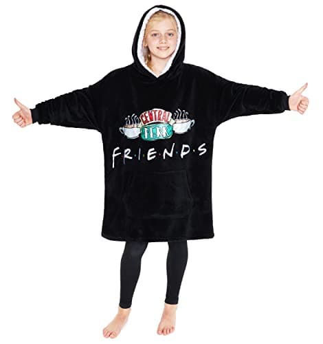 Image of FRIENDS Hoodie for Girls Teens, Fleece Oversized Hoodie Blanket 7-14 Years (Black)