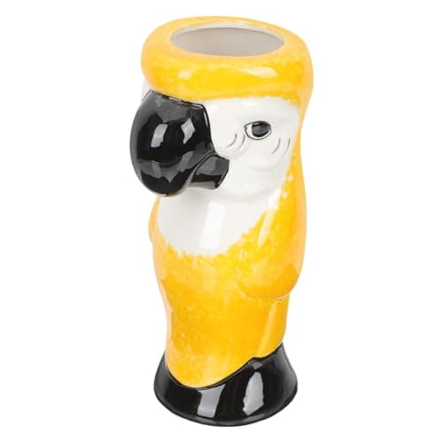 Image of Operitacx Yellow Porcelain Tiki Mug with Parrot Shape, Safe and Healthy Party Cocktail Cup for Hawaii Party, Creative Decoration with Craftsmanship and Unique Style