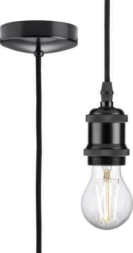 Image of Knightsbridge 1.8m E27 Vintage Pendant Set - Matt Black,8271L