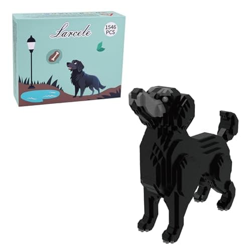 Image of Larcele Micro Building Blocks Set, DIY Mini Building Toy Bricks for Age over 12 Years, 1546 Pieces KLJM-02 (Flat-Coated Retriever)