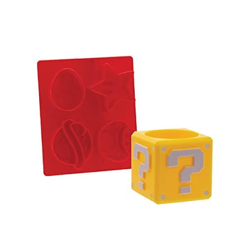 Image of Paladone Super Mario Question Block Egg Cup and Toast Cutter, Officially Licensed Nintendo Merchandise