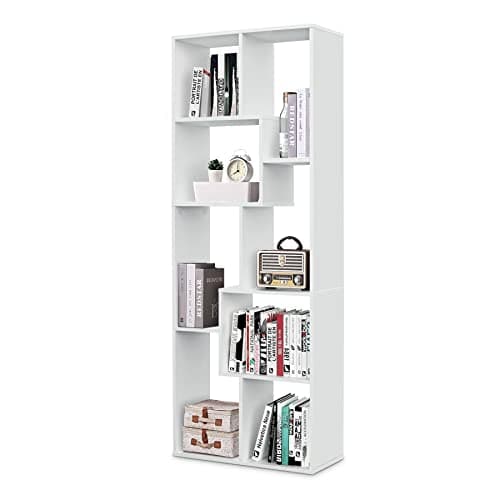 Image of Lillyvale Bookcase Book shelf Shelving Display Unit Rack Case Cube Storage Unit Cabinet Shelves Living Room Bedroom Tall Slim White Black (White)