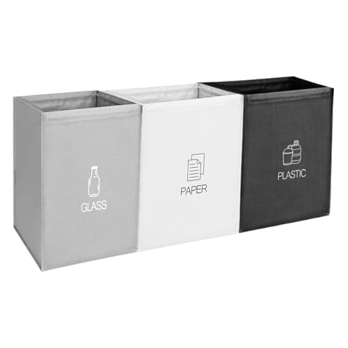Image of CTDMJ DMJJSD Recycling Bags 3 Packs/Recycle Bags with Handle/Glass Paper, Plastc Recycling Bin/Multicoloured Recycling Bins for Kitchen Home Office
