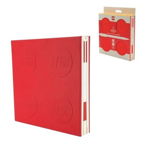 Image of IQ LEGO Notebook with Lock & Gel Pen (Red) - 192 Page Lined Notebook in LEGO Design - Includes Gel Pen with 0.7mm Lead - Officially Licensed Product - Gift Idea for Children and Fans