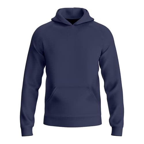 Image of trending babz Kids Boys Girls Pullover Track Hoody Drawstring Cord Cuffed Sweat Shirt Fleece Hoodie Top Navy