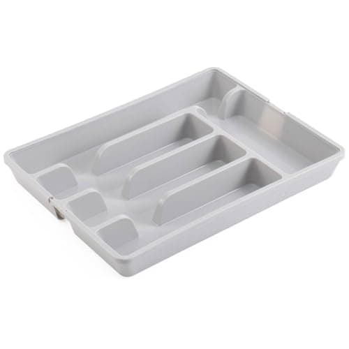 Image of URBN-CHEF 7-Section Extendable Plastic Cutlery Tray, Kitchen Drawer Organiser with 5-to-7 Compartments for Utensils & Larger Tools - Versatile, Durable, Easy-to-Clean & Adjustable to Reduce Clutter