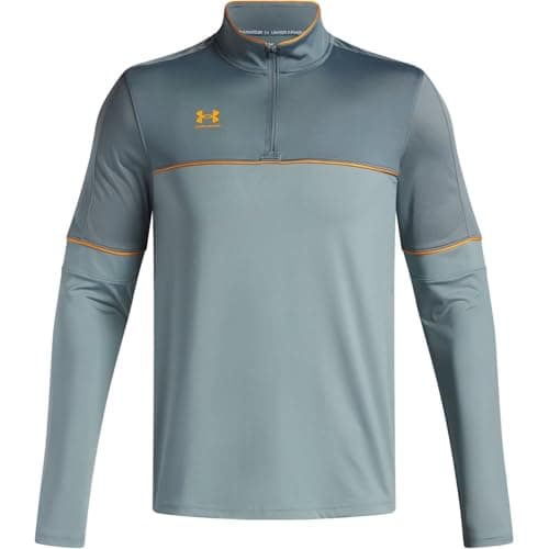 Image of Under Armour Men's Challenger Training Quarter Zip, Tough, Lightweight and Breathable Tracksuit Top for Sports and Athletics, Men's Quarter-Zip Top with Thumbholes,Jasper Blue / / Squad Orange,SM