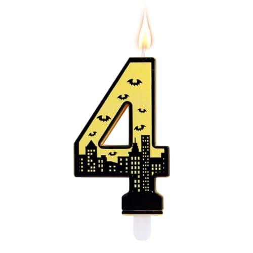 Image of Bat Birthday Number Candle, Hero Theme Birthday Number Candle Bat Cake Decorations Cartoon Hero Cake Topper for Boys Girls Kids Theme Parties Supplies (4)