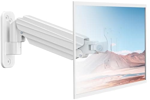 Image of suptek Monitor Wall Mount for 13-32 Inch LED/LCD/TV Screens up to 9 kg, Monitor Mount with Fully Adjustable Gas Spring, Height Adjustable, Tilt, Swivel and Rotate, VESA 75/100, White