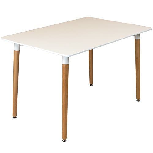 Image of Charles Jacobs 120cm Rectangular Dining Table With White Tabletop and Solid Beech Wood Legs