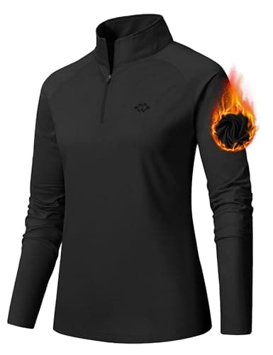 Image of AjezMax Womens Long Sleeve Workout Running Shirts Quarter Zip Pullover Yoga Sports Exercise T-Shirt Athletic Tops Black Size L