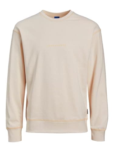 Image of JACK & JONES Mens Jumper Marbella Faded Crew Neck Sweater Buttercream X-Large