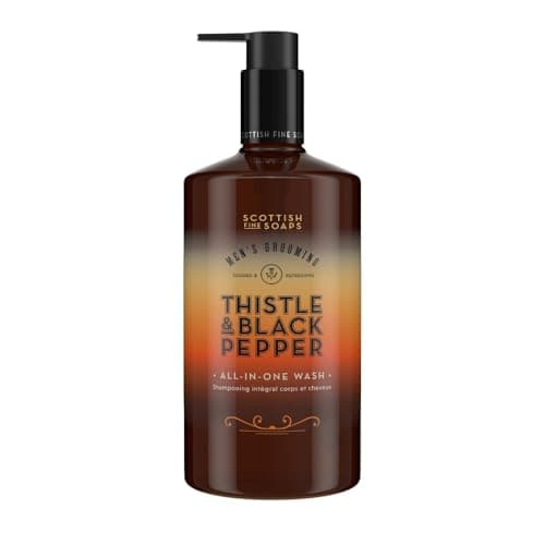 Image of Scottish Fine Soaps Men's Grooming Thistle & Black Pepper All-In-One Wash 500ml – Hair and Body Wash with Magnesium and Oat Extract