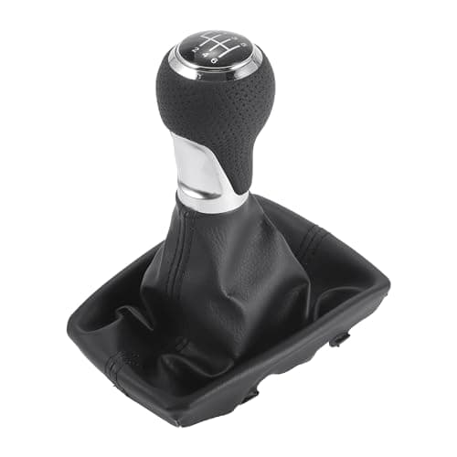 Image of INFINAUTO 6 Speed Manual Gear Shifter Knob with Cover, Gearbox Stick Shifter Lever Knob for Audi A4 07-15 Plastic Faux Leather Black with Black Stitches, 1 Pc