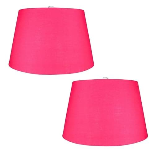 Image of Cotton Drum Shade – 10 inch Easy Fit ES/BC Shade for Living Rooms, Bedrooms, hallways and Kitchens, Pendant Lampshades or Shades for Table Lampss (2, Hot Pink)