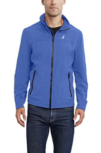 Image of Nautica Men's Lightweight Windbreaker Stretch Athletic Outdoor Full Zip Bomber Golf Jacket, Arctic Blue, M