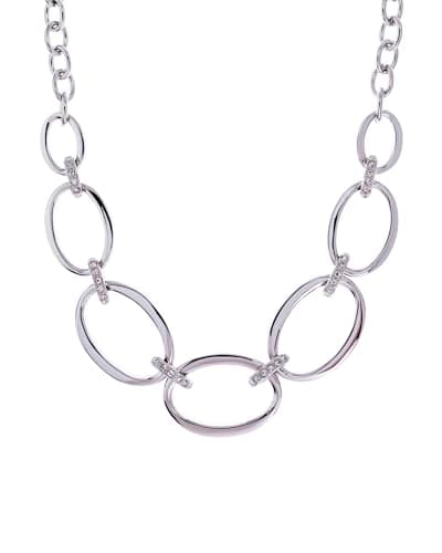 Image of Karen Millen Oversized Chain Necklace For Women (Silver/Clear Crystal)