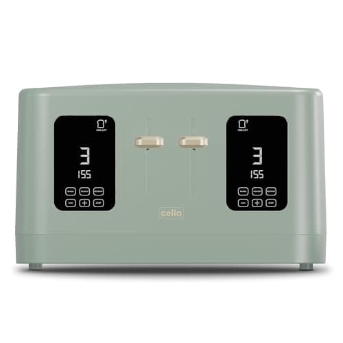 Image of 1600W 4 Slice Sage Green Toaster with Detachable Crumb Tray, Digital Control Panel with Countdown Timer, 7 Browning Levels, Auto Stop, High Lift, 4 Slice Toaster with Wide Slot for All Types of Slices