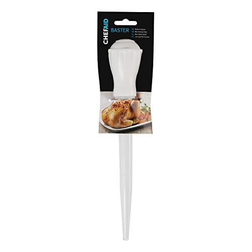 Image of Chef Aid Traditional Baster, Essential Kitchen Gadget for Basting While Roasting to Keep you Roasted Meats Suculent, Made with BPA free Plastic with Measurements White