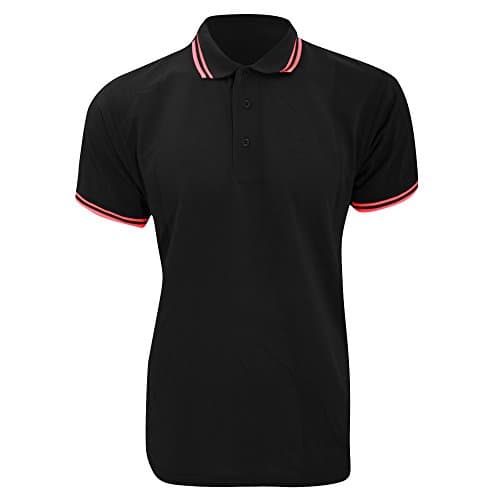 Image of Kustom Kit Mens Tipped Piqué Short Sleeve Polo Shirt (XL) (Black/Red)