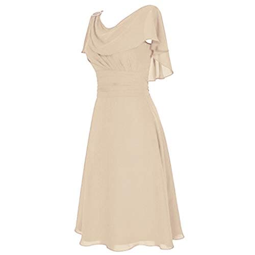 Image of Women's A-line Cocktail Dress Butterfly Sleeves Evening Dresses Slim Fit Elegant Evening Dress for Wedding Solid Chiffon Dress Bridal Dresses Bridesmaid Dress Women Party Dress Tunic Dress, beige, XL