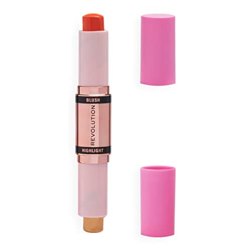 Image of Revolution Beauty London, Blush and Highlight Stick, Coral Dew, Face Blusher and Highlighter, 4.3g