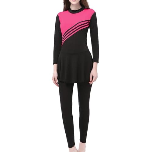 Image of Women Long Sleeve Swimsuit Muslim Swimwear One Piece Burkini Full Cover Modest Swimming Costume Islamic Arab Bathing Suit with Hijab Breathable & Quick-Dry Contemporary Minimalist