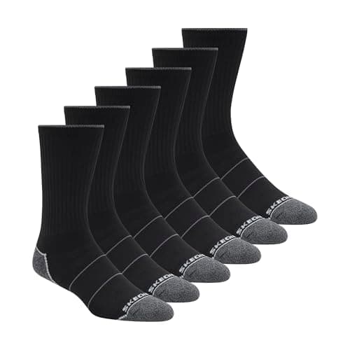 Image of Skechers Men's 6 Pack Work Crew Socks, Black, 9-13 UK