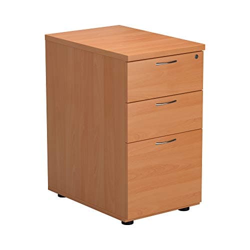 Image of Office Hippo Heavy Duty Pedestal Filing Cabinet, File Cabinet, Office Cabinet, Lockable Filing Cabinet Office Storage, A4/Foolscap - Beech, 3 Drawer