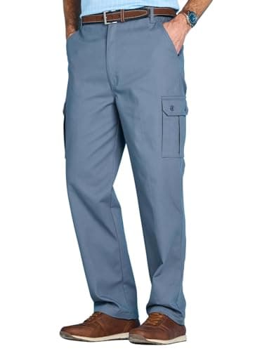 Image of Chums Men's Cotton Cargo-Style Trousers with Side Elastic Waist, Functional and Comfortable Smart Casual Outdoor Pants Airforce 34W / 29L