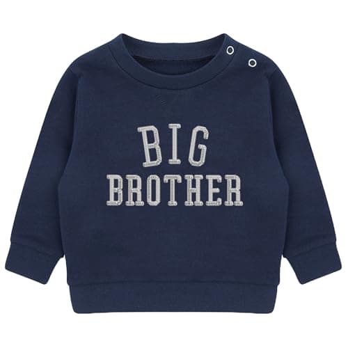 Image of Embroidered Big & Little Brother Boys Sustainable Sweatshirts Navy Toddler & Kids Varsity Matching New Siblings (UK, Age, 5 Years, 6 Years, Big Brother)