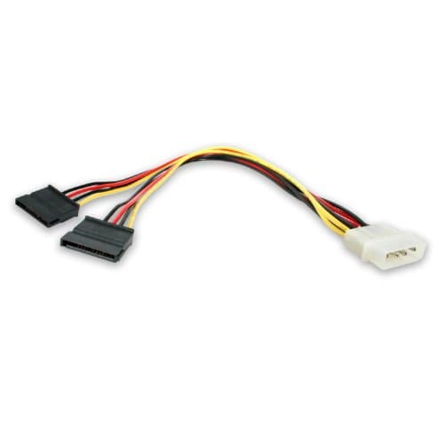 Image of StarTech.com 12in LP4 to 2x SATA Power Y Cable Adapter - Molex to to Dual SATA Power Adapter Splitter