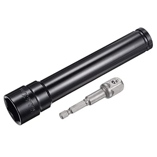 Image of sourcing map 1/2" Drive Socket Accessory Set, 30mm Deep 6-Point Impact Socket 8" Length and 1/4" Hex Shank Adapter