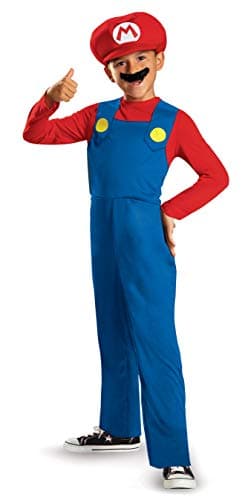 Image of Disguise Official Classic Nintendo Super Mario Costume Kids includes Mario Hat, Mario Fancy Dress Up Outfit Children Halloween Birthday World Book Day Costumes for Boys Small