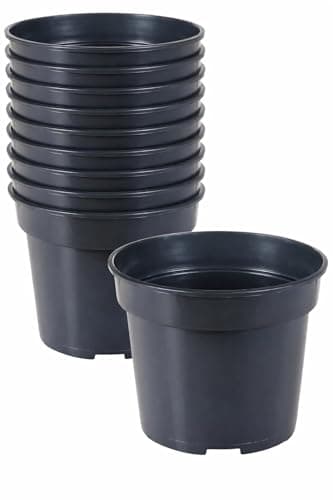 Image of Muddy Hands Pack of 10 Black Plastic Plant Pots Outdoor Garden Round Nursery Herb Flower Planters (10 Litre)