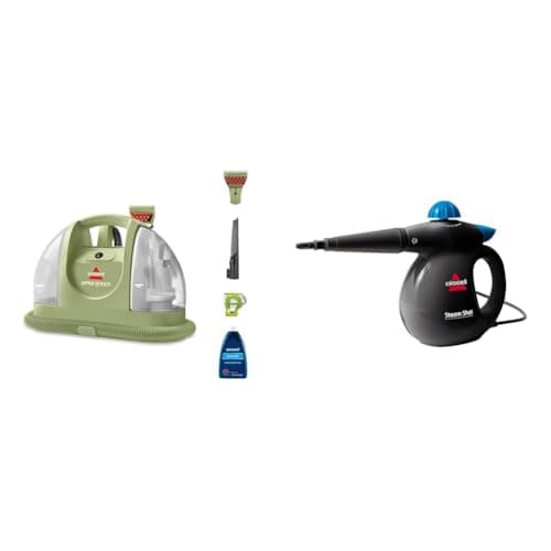 Image of Bundle of BISSELL Little Green Carpet Cleaner + BISSELL SteamShot Handheld Steam Cleaner (4098E & 2635E)