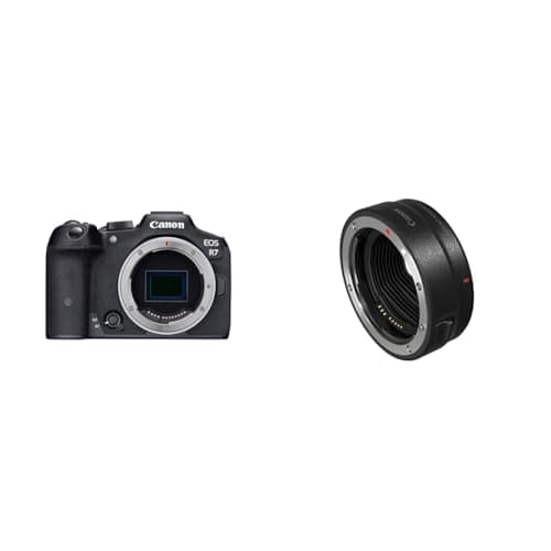 Image of Canon EOS R7 Mirrorless Camera - 32.5 MP, 15 fps | 4K Video, Wi-Fi, Bluetooth | Ideal for Wildlife, Sport & Action & 2971C005 Bayonet adapter EF-EOS R, black
