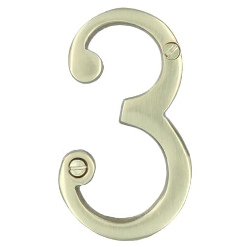 Image of Brass House Number 3 Door Sign 70mm Plaque Street Home Address Mail Letter
