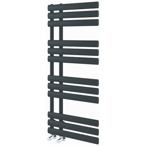Image of Go Bathrooms Black Towel Radiator 1130 x 500 Heated Towel Rail Vertical Designer Bathroom Radiator Heated Ladder Rail Central Heating